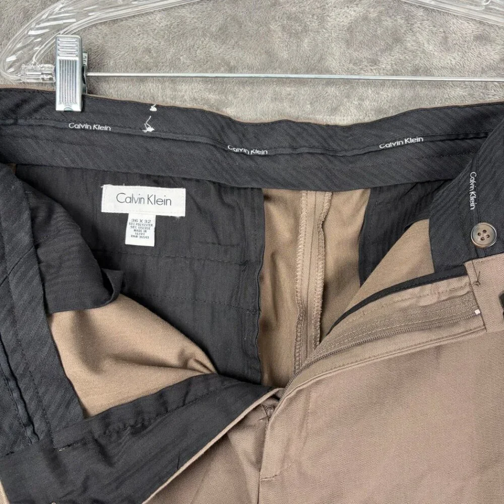 Calvin Klein Brown Dress Pants Men’s 36x32 Minimalist Polyester Blend